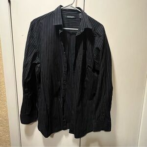 Axist Black Striped Casual Button Down Shirt